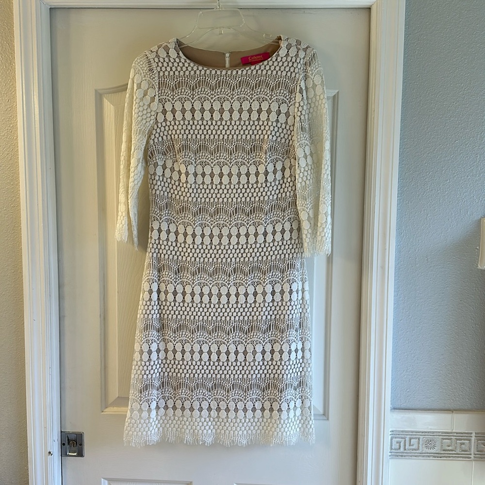 White and nude Lacey dress